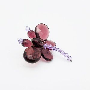 Dragonfly Faceted Glass Bead Pin/Brooch Amythyst